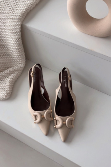 Women sandals on heel with decorative detail light beige Brienne 2