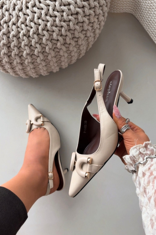 Women sandals on heel with decorative detail light beige Brienne