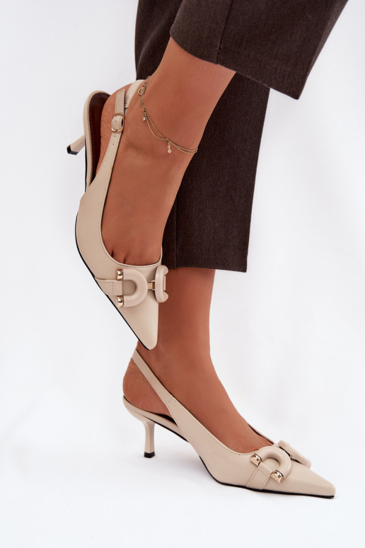 Women sandals on heel with decorative detail light beige Brienne