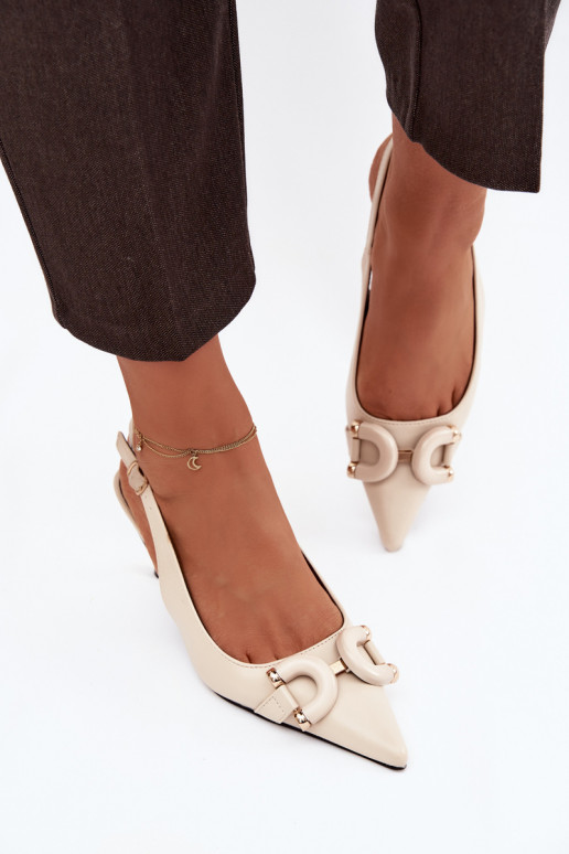 Women sandals on heel with decorative detail light beige Brienne