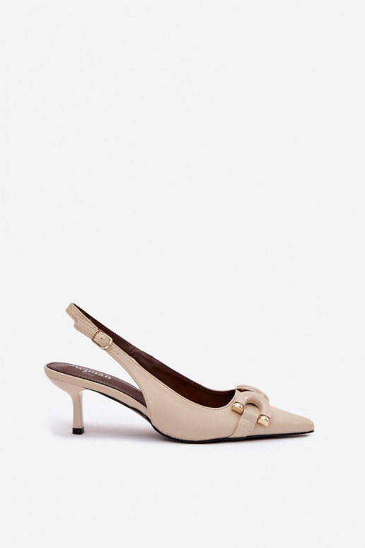 Women sandals on heel with decorative detail light beige Brienne