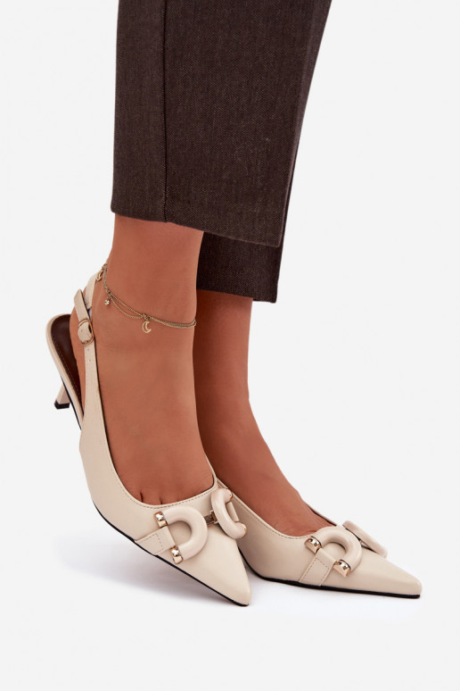 Women sandals on heel with decorative detail light beige Brienne