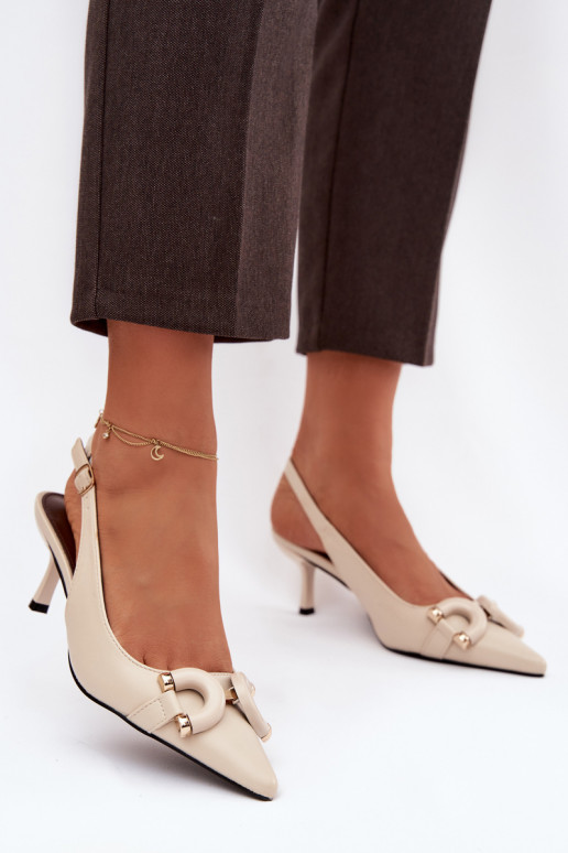 Women sandals on heel with decorative detail light beige Brienne