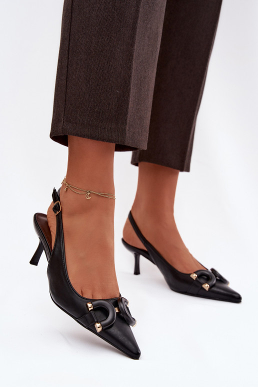 Women's High Heel Sandals with Decorative Detail Black Brienne