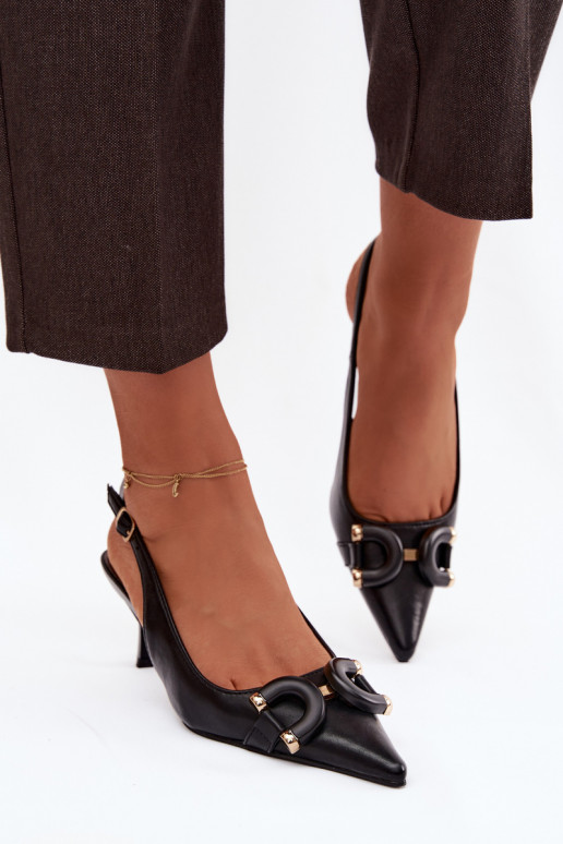 Women's High Heel Sandals with Decorative Detail Black Brienne