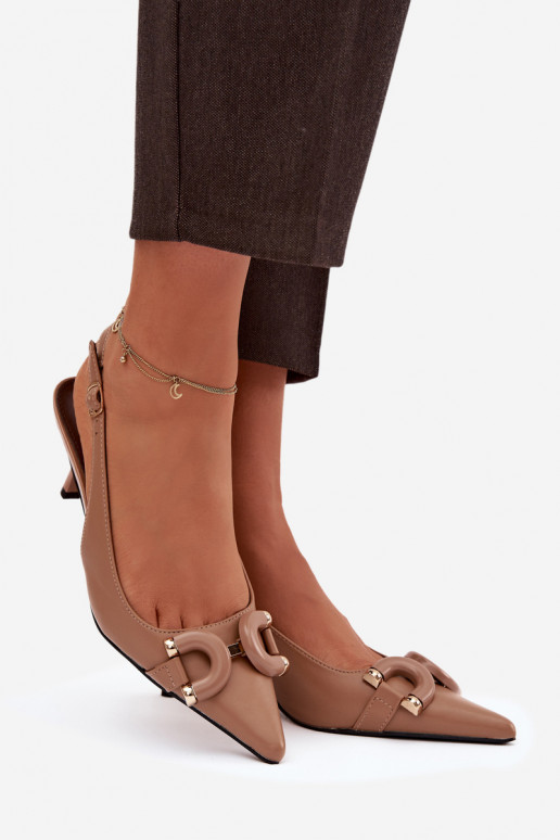 Women's High Heel Sandals With Decorative Detail Brown Brienne