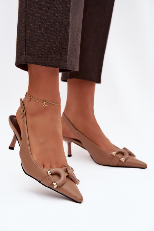 Women's High Heel Sandals With Decorative Detail Brown Brienne