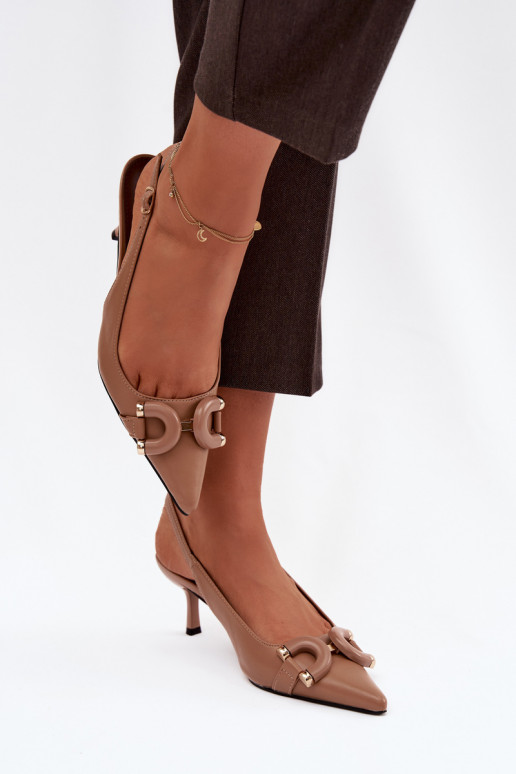 Women's High Heel Sandals With Decorative Detail Brown Brienne