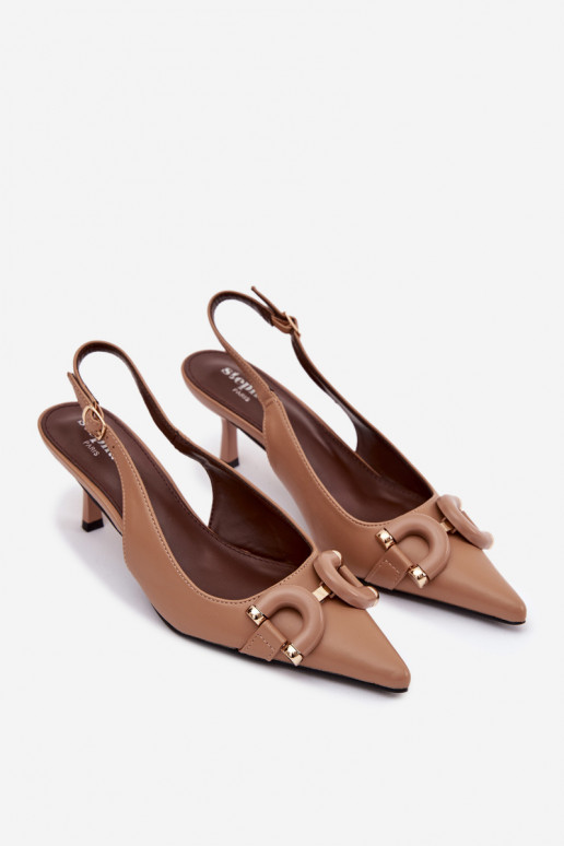 Women's High Heel Sandals With Decorative Detail Brown Brienne