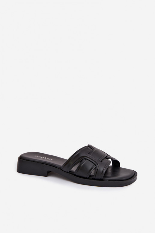 Klapki Damskie Na Płaskim Obcasie Czarne Lorania