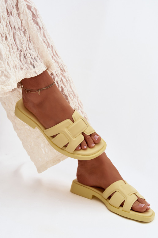 Klapki Damskie Na Płaskim Obcasie Żółte Lorania