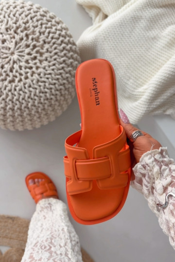 Womens Flat Heel Orange Slippers Lorania