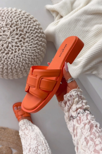 Womens Flat Heel Orange Slippers Lorania 2