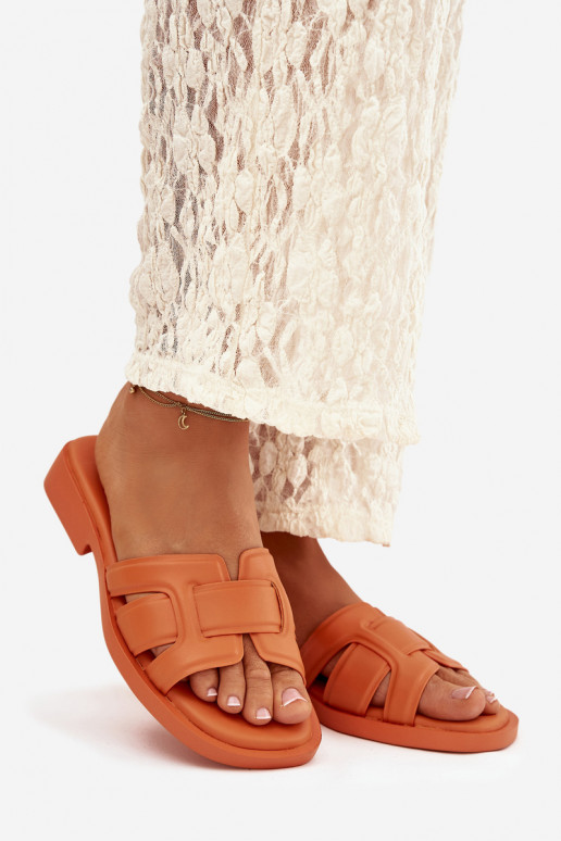 Womens Flat Heel Orange Slippers Lorania