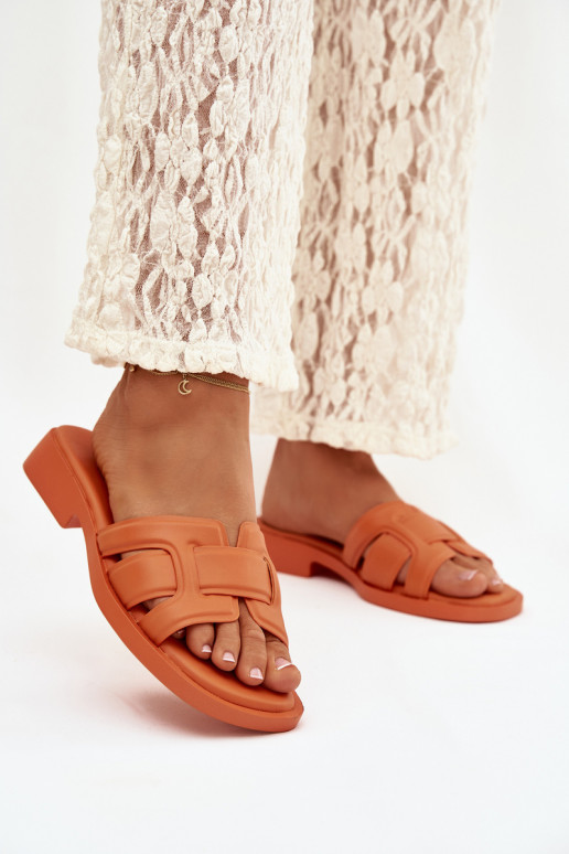 Womens Flat Heel Orange Slippers Lorania