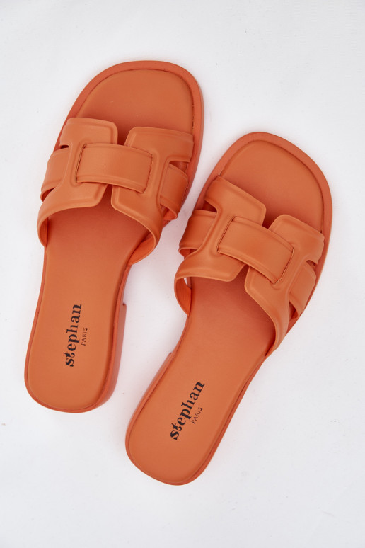 Womens Flat Heel Orange Slippers Lorania