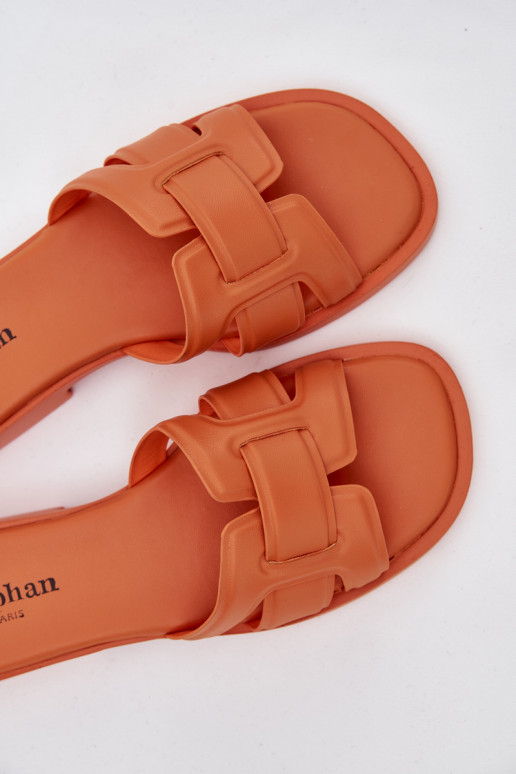 Womens Flat Heel Orange Slippers Lorania