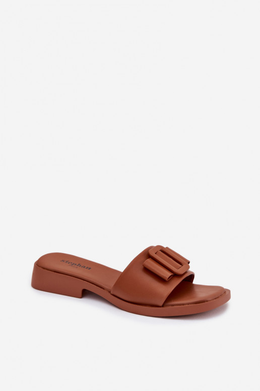 Women's Flat Sandals with Buckle Camel Melivra