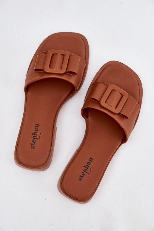 Women's Flat Sandals with Buckle Camel Melivra