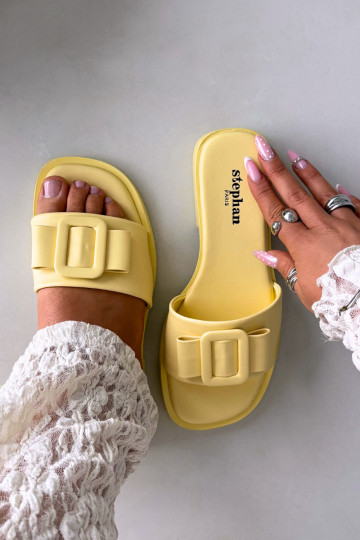 Women's Flat Sandals with Buckle Yellow Melivra 2