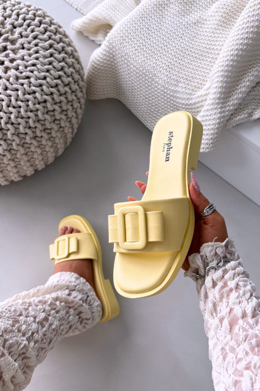 Women's Flat Sandals with Buckle Yellow Melivra