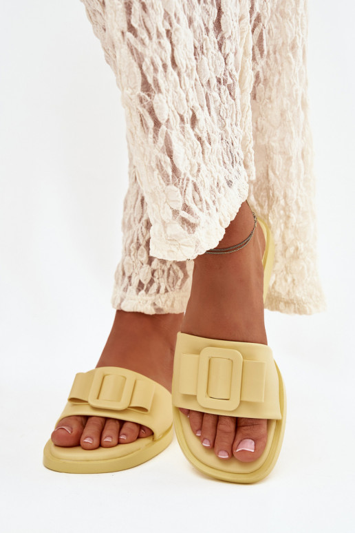Women's Flat Sandals with Buckle Yellow Melivra