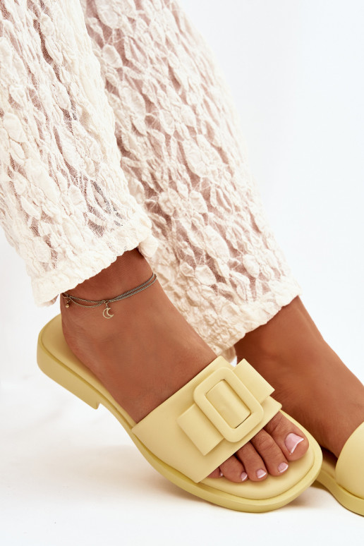 Women's Flat Sandals with Buckle Yellow Melivra