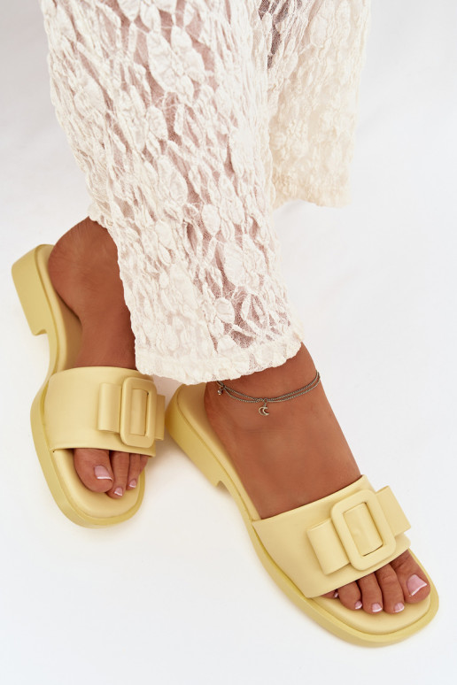 Women's Flat Sandals with Buckle Yellow Melivra