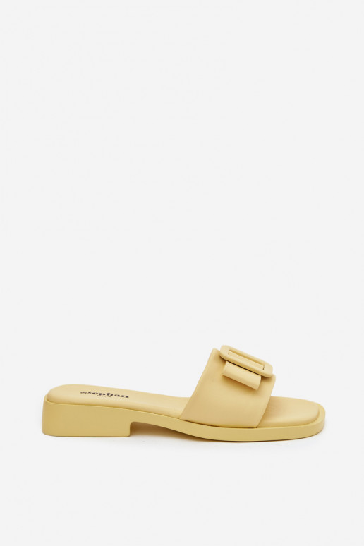 Women's Flat Sandals with Buckle Yellow Melivra