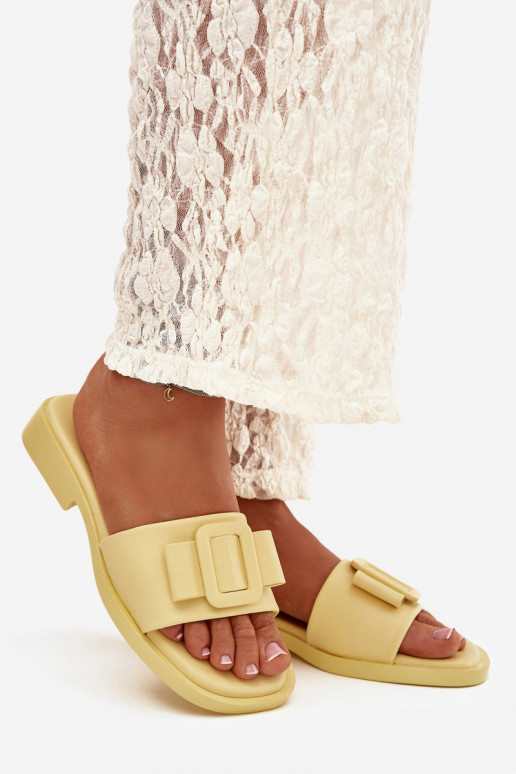 Women's Flat Sandals with Buckle Yellow Melivra