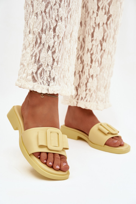 Women's Flat Sandals with Buckle Yellow Melivra