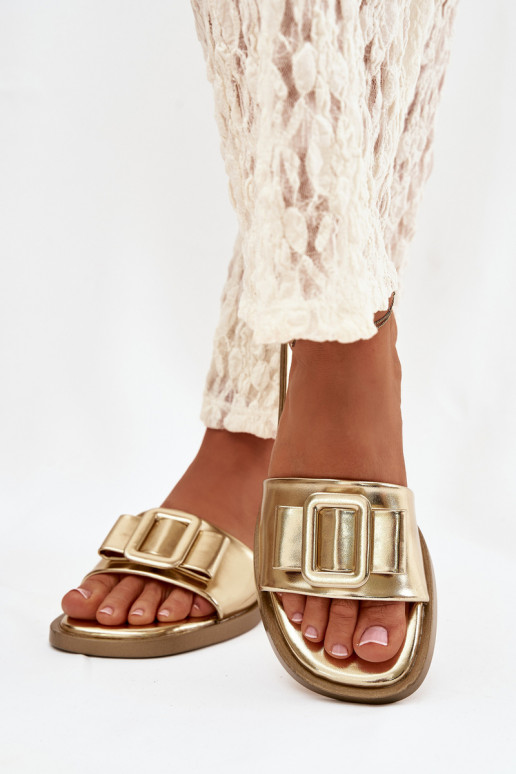 Women's Flat Sandals with Gold Buckle Melivra