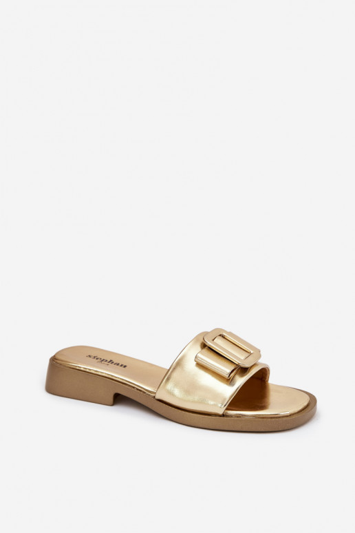 Women's Flat Sandals with Gold Buckle Melivra