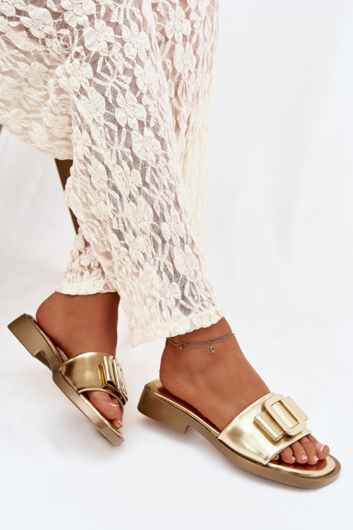 Women's Flat Sandals with Gold Buckle Melivra