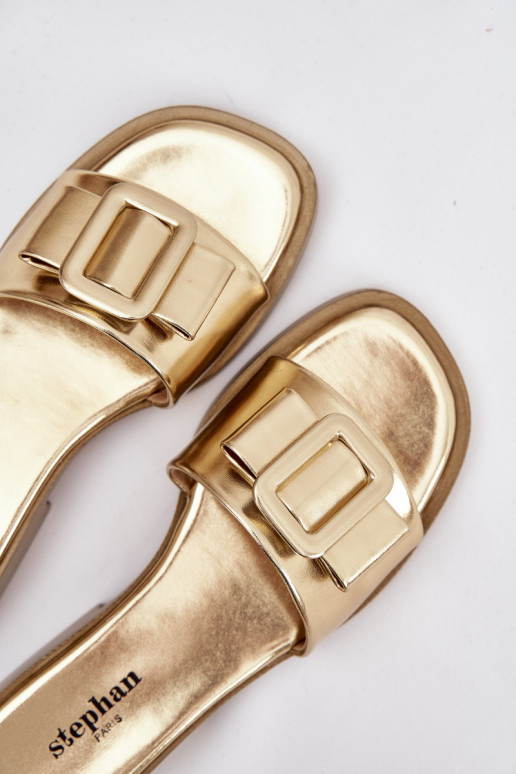 Women's Flat Sandals with Gold Buckle Melivra