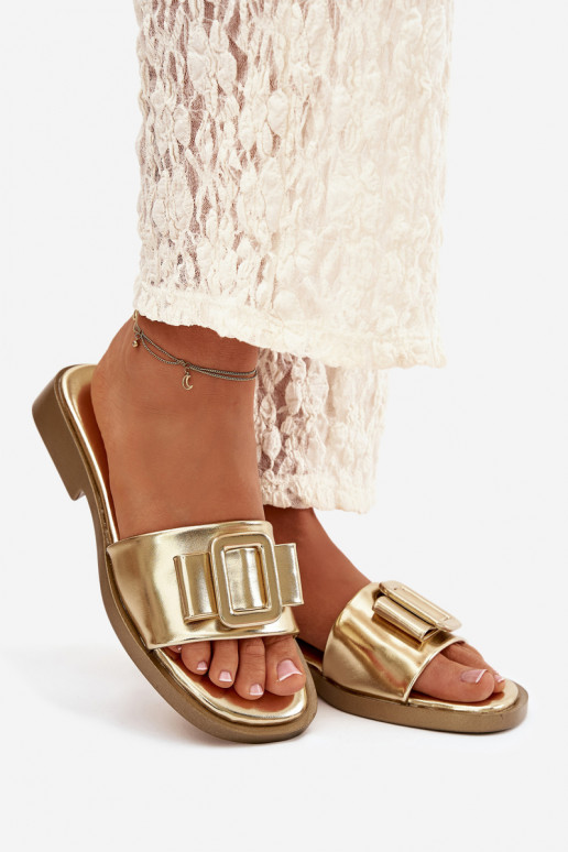 Women's Flat Sandals with Gold Buckle Melivra