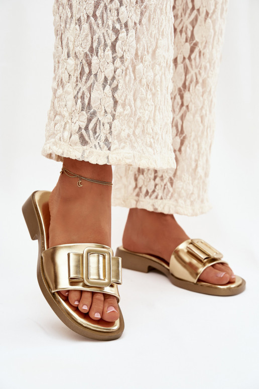 Women's Flat Sandals with Gold Buckle Melivra