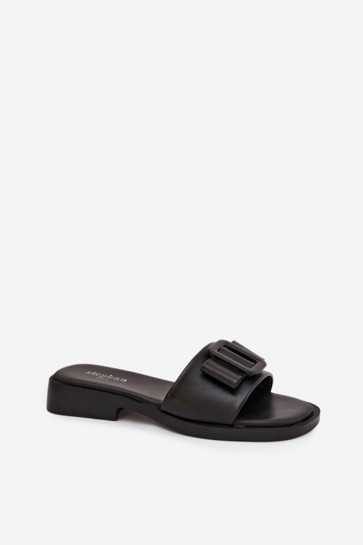 Women's Flat Sandals with Buckle Black Melivra