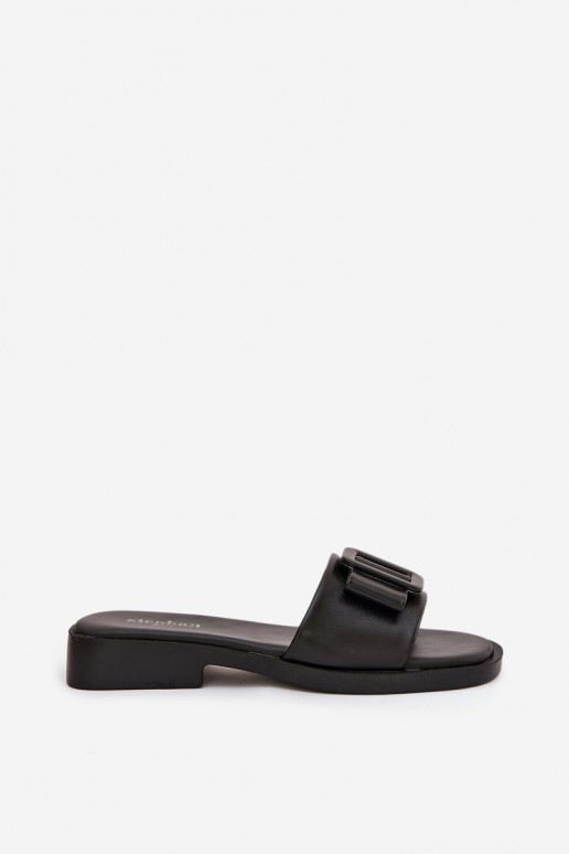 Women's Flat Sandals with Buckle Black Melivra