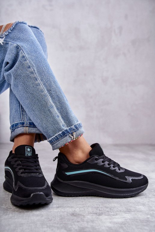 Damskie Modne Buty Sportowe Sneakersy Czarne Ida