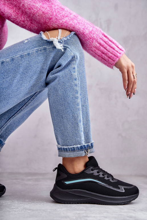 Damskie Modne Buty Sportowe Sneakersy Czarne Ida
