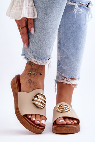 Women's Slippers With Decoration Beige Secrets 2