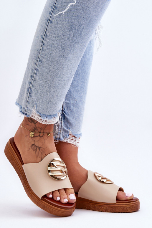 Damskie KlapkiwithOzdobą Beżowe Secrets