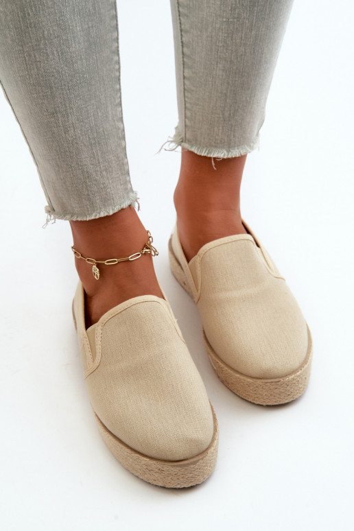 Women's Beige Platform Espadrilles Naloenma