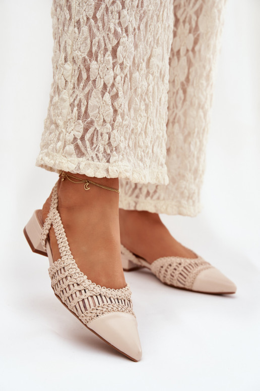 Women's Sandals With Woven On Block Light Beige Nivorra