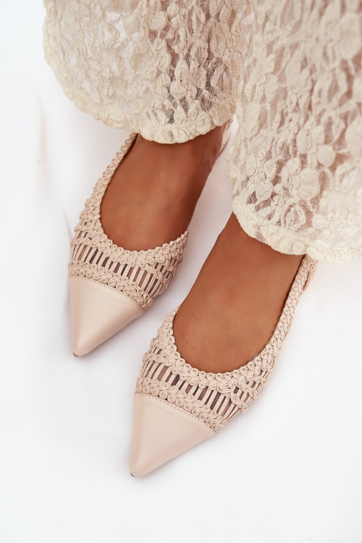 Women's Sandals With Woven On Block Light Beige Nivorra