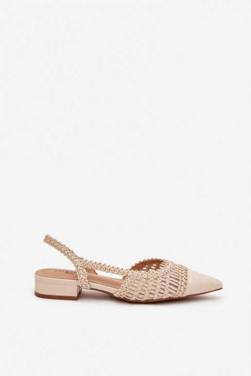 Women's Sandals With Woven On Block Light Beige Nivorra