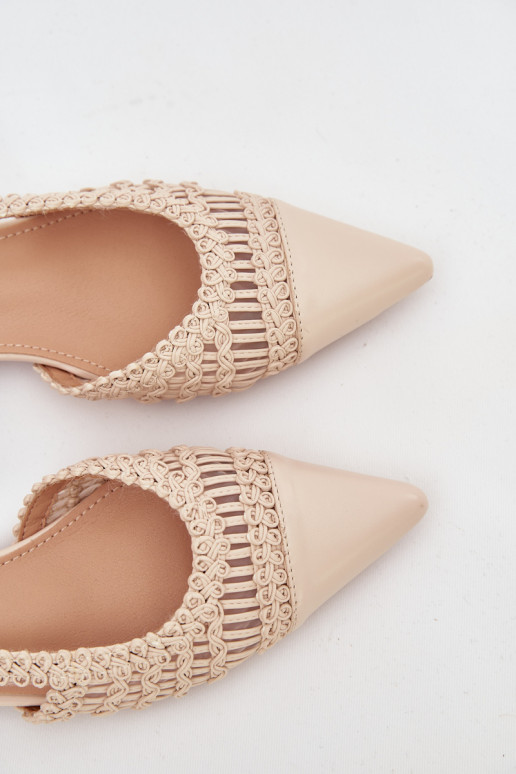 Women's Sandals With Woven On Block Light Beige Nivorra