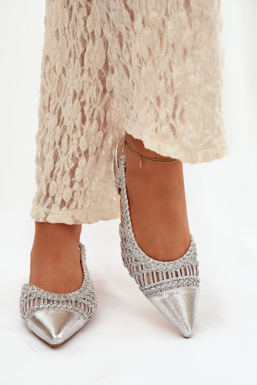 Women's Sandals With Weaving On Block Silver Nivorra