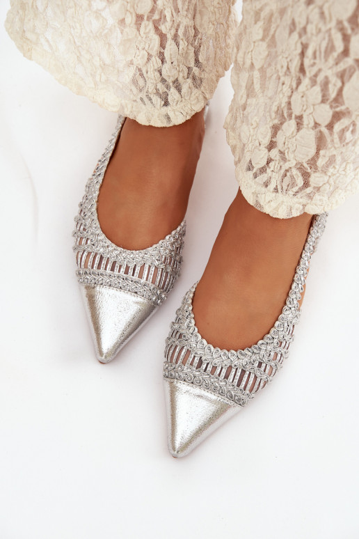 Women's Sandals With Weaving On Block Silver Nivorra